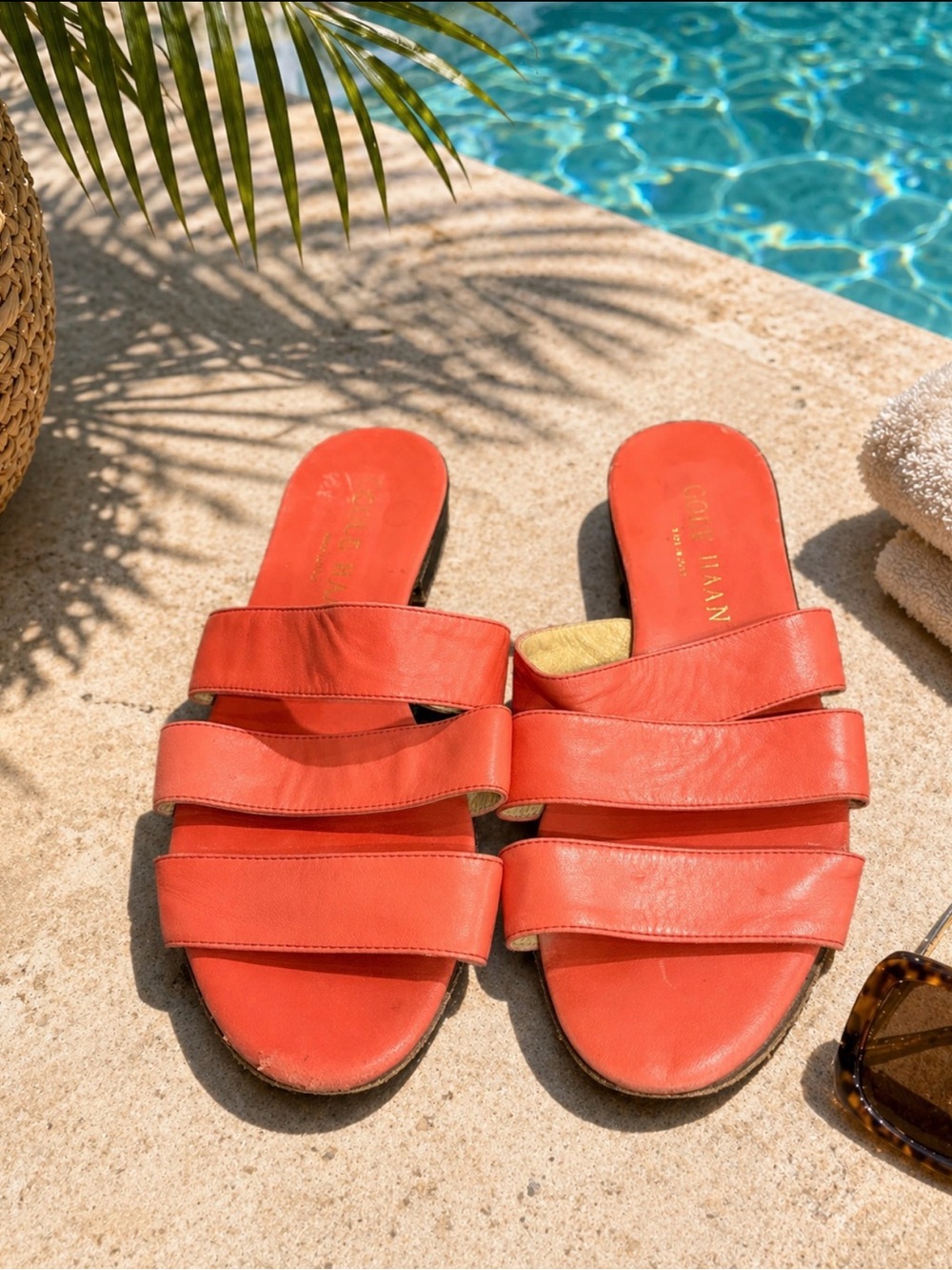Cole Haan Coral Triple-Strap Slide  sandals slippers size 8.5